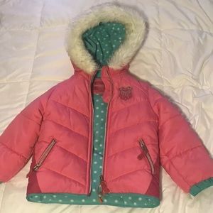 London Fog 4t Pink ski coat w/ butterfly logo